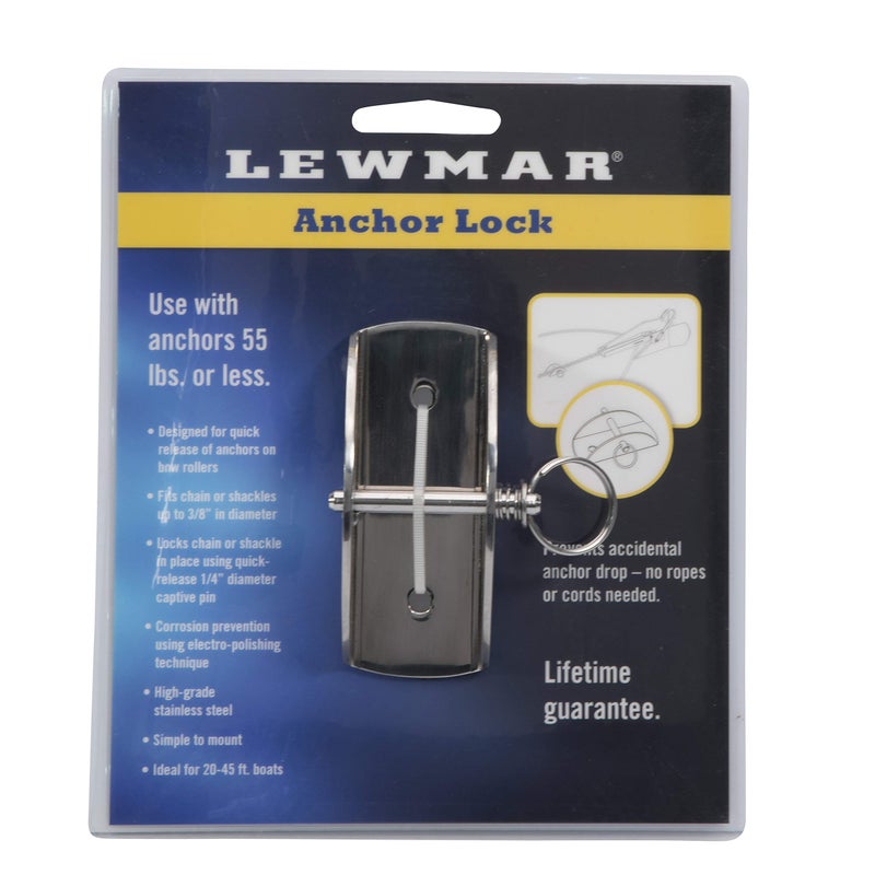 Lewmar Boat Anchor Lock for Anchors up to 55 lbs., Stainless Steel, for 3/8" Chains or Shackles, Fits Bow Rollers on Boats 20-50', 1/4" Diameter Captive Pin - Image 5